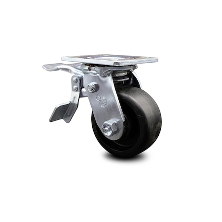 4 Inch Glass Filled Nylon Swivel Caster With Roller Bearing And Total Lock Brake